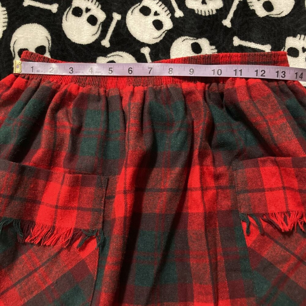 GRAFF SPORT Vintage red pine green plaid a-line skirt w/ pockets ~ SMALL MEDIUM - Picture 7 of 10